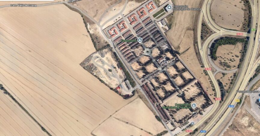 Vista aérea del cementerio de Huesca