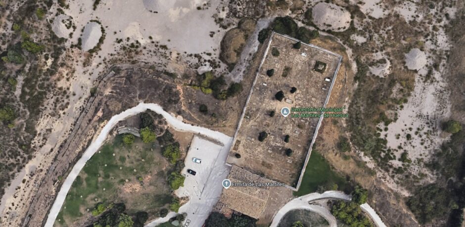 Vista aérea de Google del Cementerio Las Mártires de Huesca